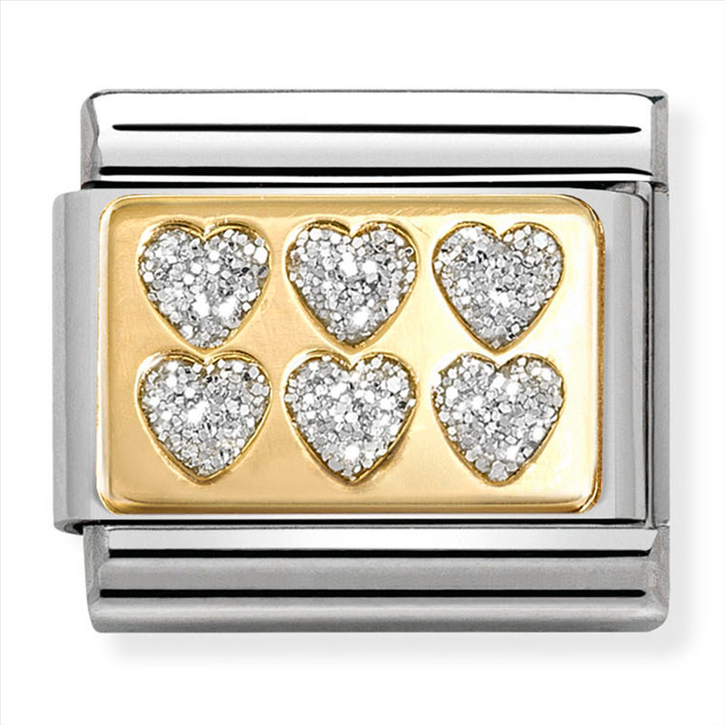 Nomination Composable 18ct Gold and Enamel Glitter Hearts