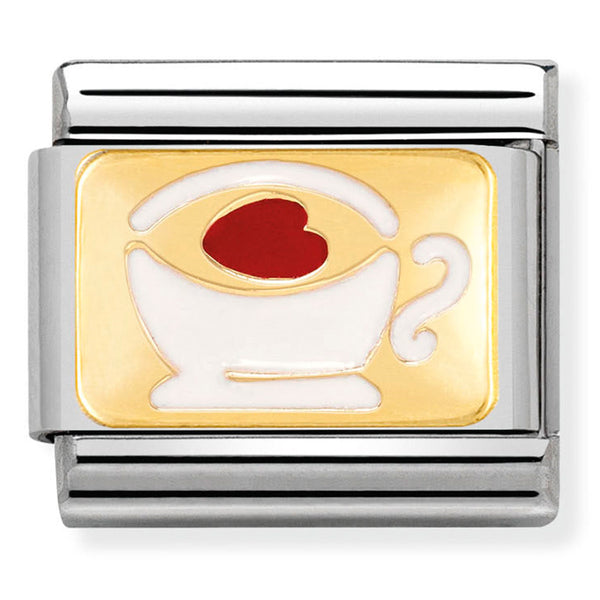 Nomination Composable 18ct Gold and Enamel Cup with Heart