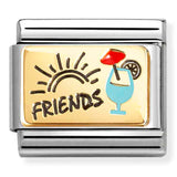 Nomination Composable 18ct Gold and Enamel 'Friends' with Cocktail Link