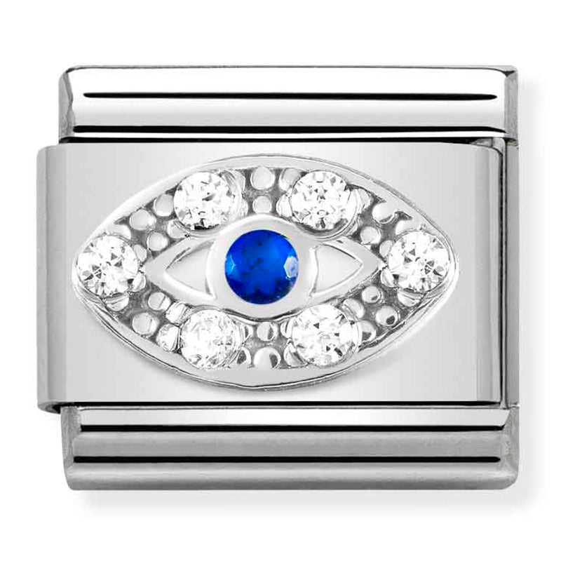 Nomination Composable Sterling Silver and Cubic Zirconia Blue Eye Link