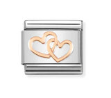 Nomination Composable 9ct Rose Gold Two Hearts Link