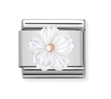 Nomination Composable 9ct Rose Gold Raised White Flower Link