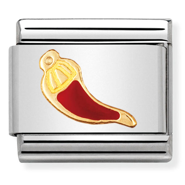 Nomination Composable 18ct Gold and Enamel Red Italian Chilli Link