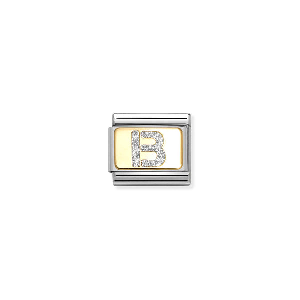 Nomination Composable 18ct Gold and Glitter Enamel Letter 'B' Link