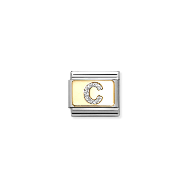 Nomination Composable 18ct Gold and Glitter Enamel Letter 'C' Link