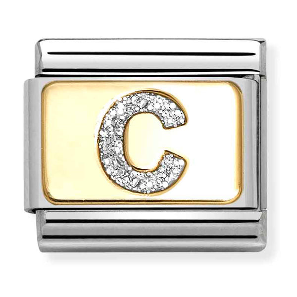 Nomination Composable 18ct Gold and Glitter Enamel Letter 'C' Link