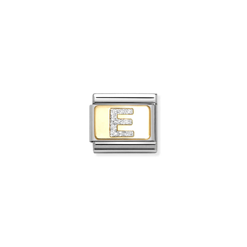 Nomination Composable 18ct Gold and Glitter Enamel Letter 'E' Link