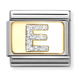 Nomination Composable 18ct Gold and Glitter Enamel Letter 'E' Link