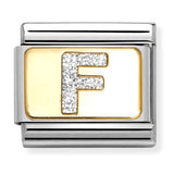 Nomination Composable 18ct Gold and Glitter Enamel Letter 'F' Link