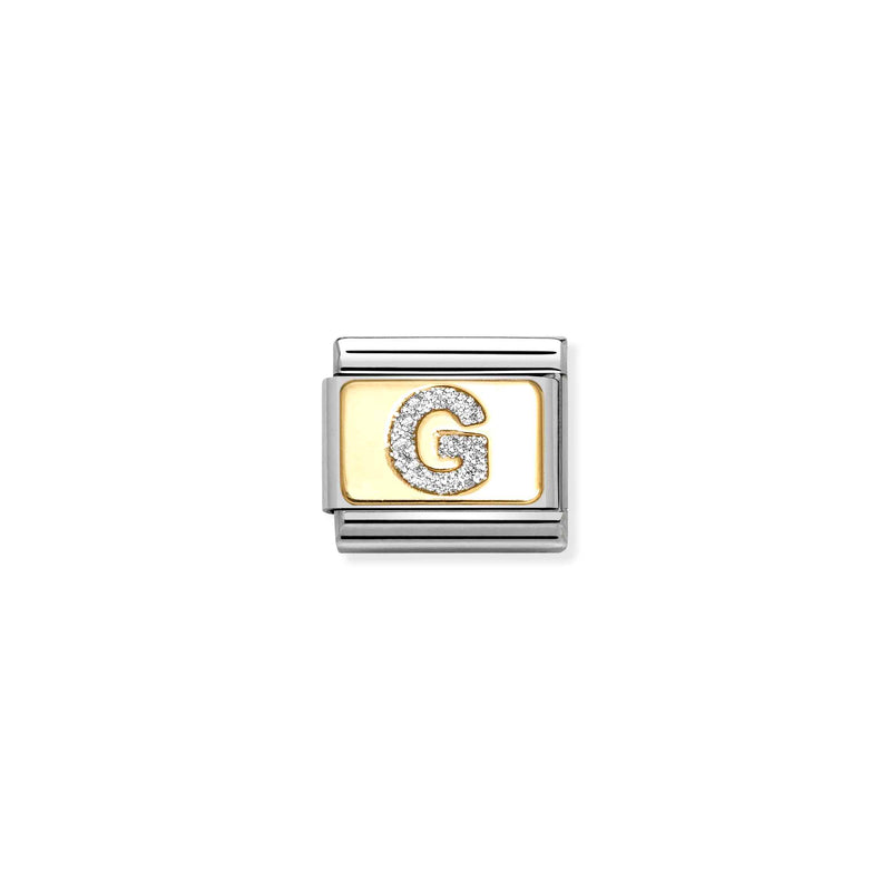 Nomination Composable 18ct Gold and Glitter Enamel Letter 'G' Link