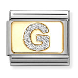 Nomination Composable 18ct Gold and Glitter Enamel Letter 'G' Link