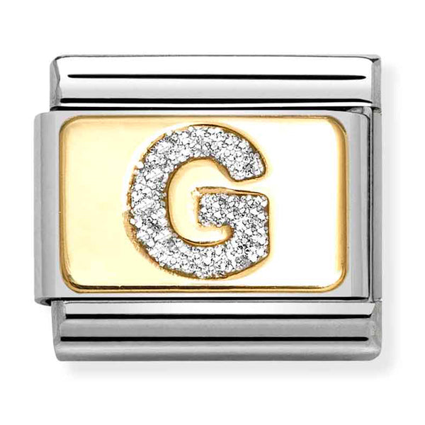 Nomination Composable 18ct Gold and Glitter Enamel Letter 'G' Link