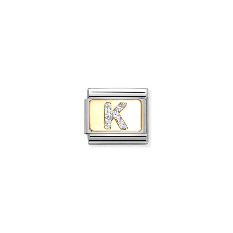 Nomination Composable 18ct Gold and Glitter Enamel Letter 'K' Link