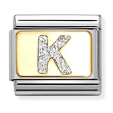 Nomination Composable 18ct Gold and Glitter Enamel Letter 'K' Link