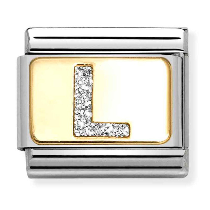 Nomination Composable 18ct Gold and Glitter Enamel Letter 'L' Link