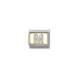 Nomination Composable 18ct Gold and Glitter Enamel Letter 'M' Link