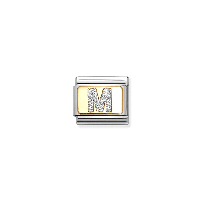 Nomination Composable 18ct Gold and Glitter Enamel Letter 'M' Link