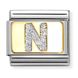 Nomination Composable 18ct Gold and Glitter Enamel Letter 'N' Link