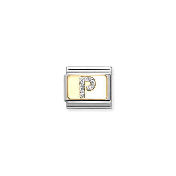 Nomination Composable 18ct Gold and Glitter Enamel Letter 'P' Link