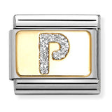 Nomination Composable 18ct Gold and Glitter Enamel Letter 'P' Link