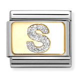 Nomination Composable 18ct Gold and Glitter Enamel Letter 'S' Link