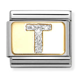 Nomination Composable 18ct Gold and Glitter Enamel Letter 'T' Link