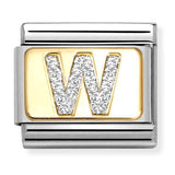 Nomination Composable 18ct Gold and Glitter Enamel Letter 'W' Link