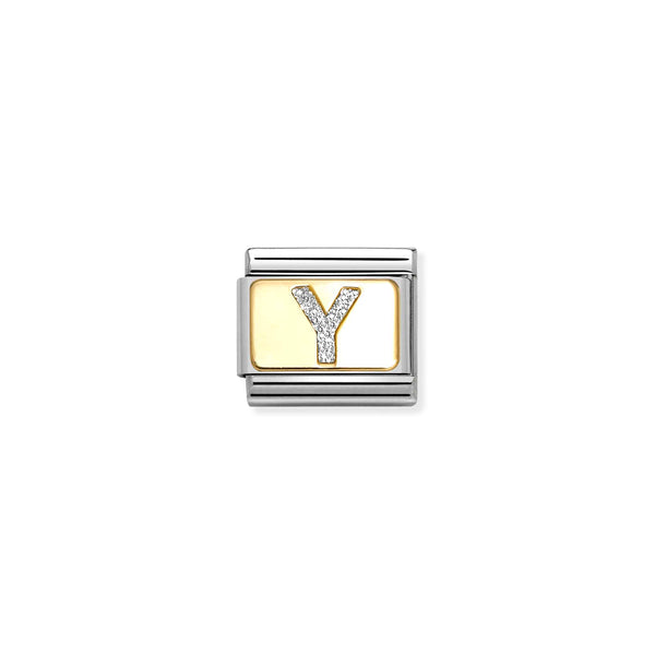 Nomination Composable 18ct Gold and Glitter Enamel Letter 'Y' Link