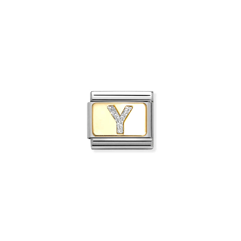 Nomination Composable 18ct Gold and Glitter Enamel Letter 'Y' Link