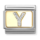 Nomination Composable 18ct Gold and Glitter Enamel Letter 'Y' Link