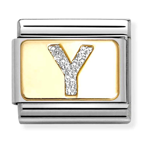 Nomination Composable 18ct Gold and Glitter Enamel Letter 'Y' Link