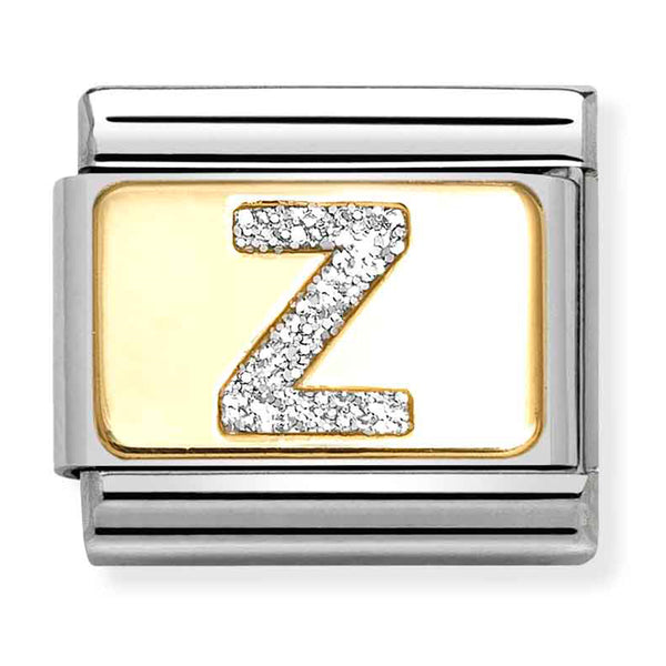 Nomination Composable 18ct Gold and Glitter Enamel Letter 'Z' Link