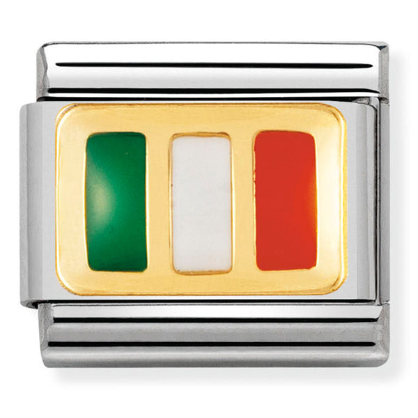 Nomination Composable 18ct Gold and Enamel Ireland Flag Link