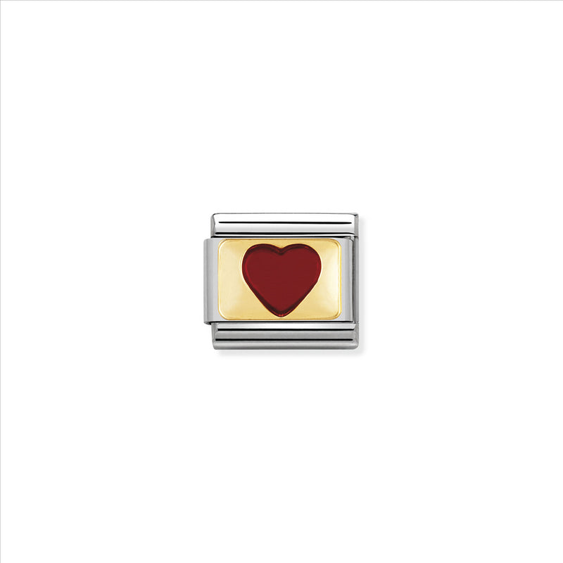 Nomination Composable 18ct Gold and Enamel Red Heart Link