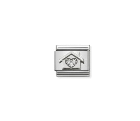 Nomination Composable Sterling Silver and Cubic Zirconia Home with Heart Link