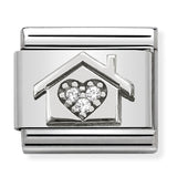 Nomination Composable Sterling Silver and Cubic Zirconia Home with Heart Link