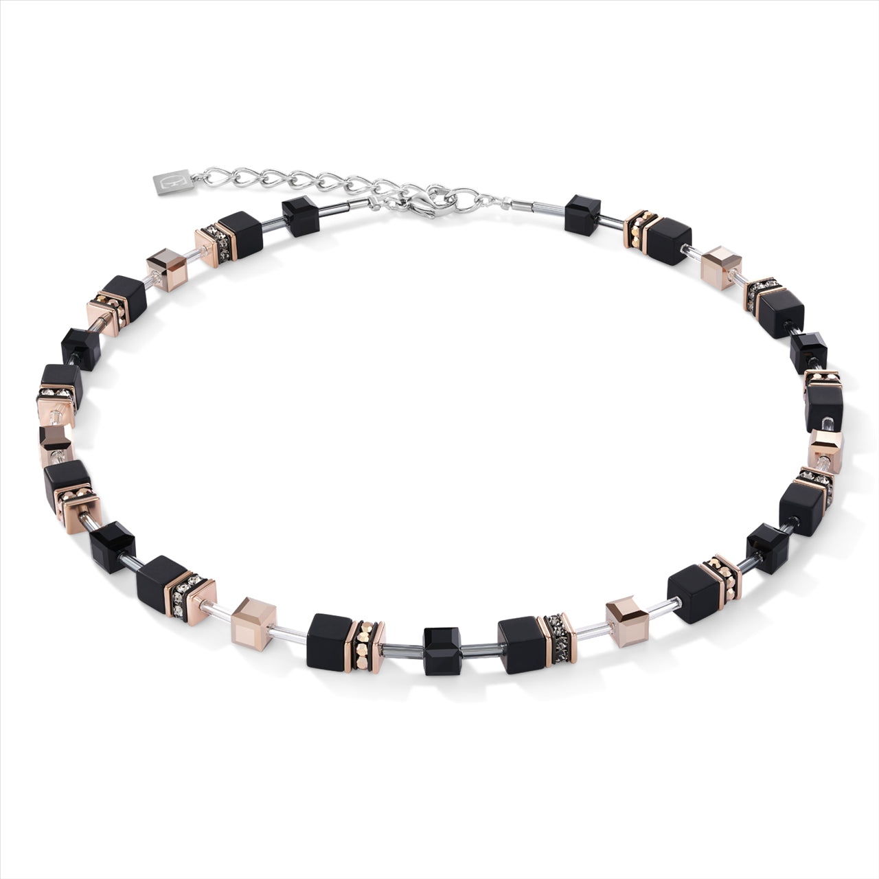COEUR DE LION GeoCUBE® Rose Gold and Onyx Necklace