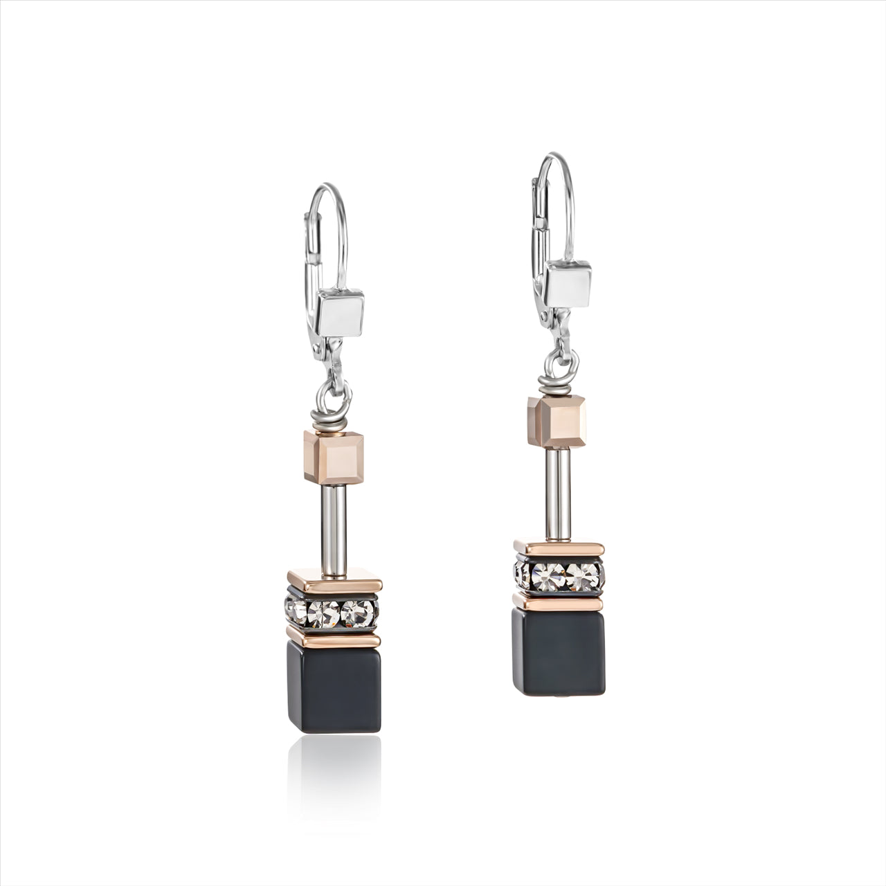 COEUR DE LION GeoCUBE® Rose Gold and Onyx Earrings