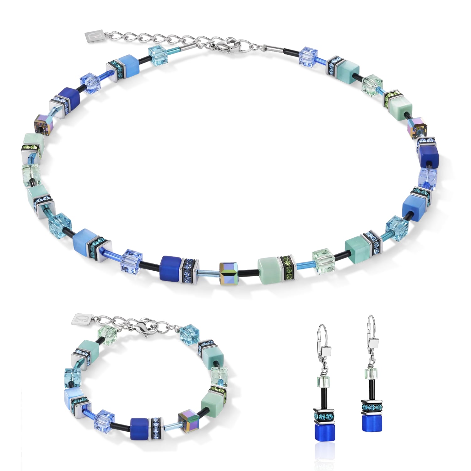COEUR DE LION Iconic Bright Blue-Green GeoCUBE® Necklace
