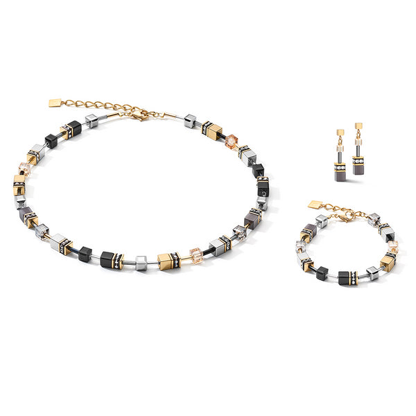 COEUR DE LION Black, Grey & Gold GEOCube® Necklace
