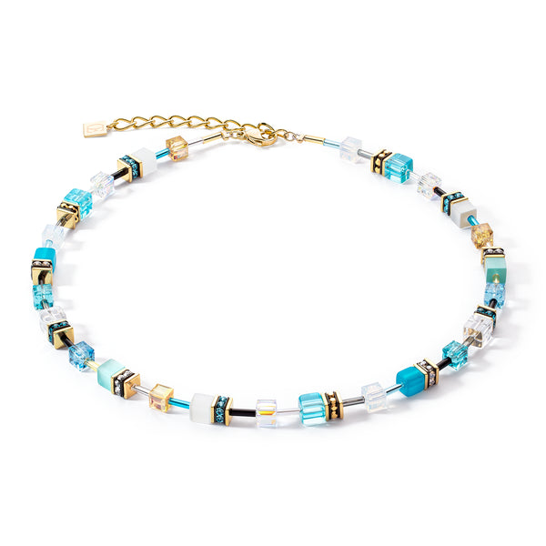 COEUR DE LION Iconic GeoCUBE® Fresh Turquoise Gold Necklace