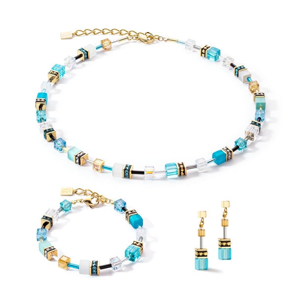 COEUR DE LION Iconic GeoCUBE® Fresh Turquoise Gold Earrings