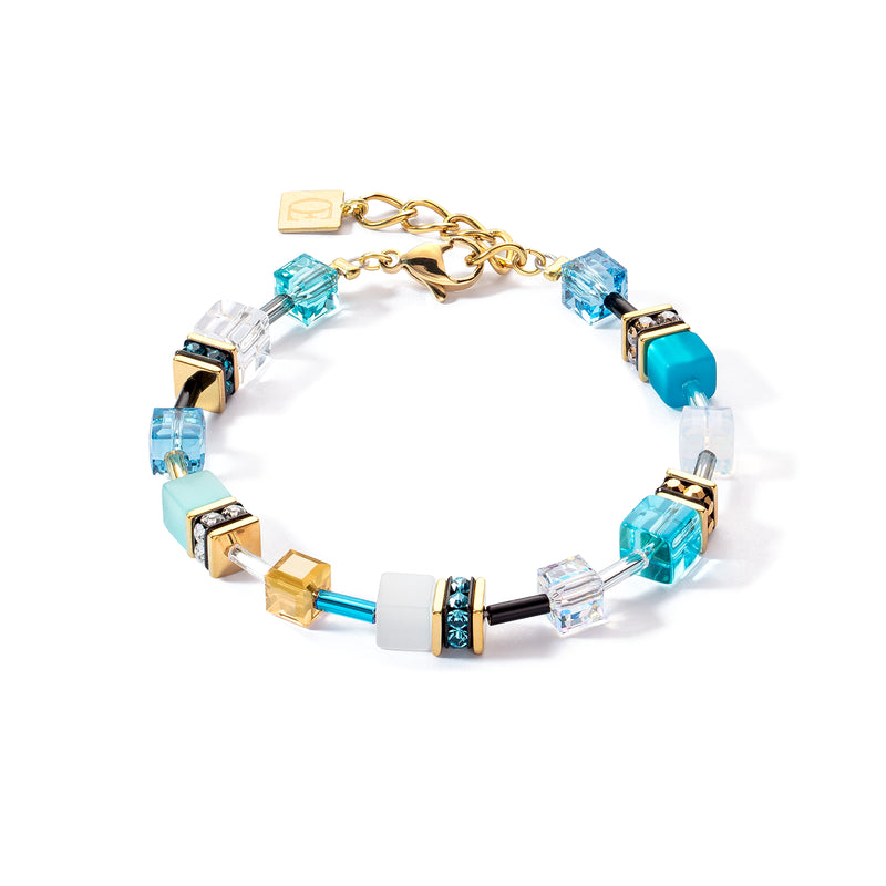 COEUR DE LION Iconic GeoCUBE® Fresh Turquoise Gold Bracelet