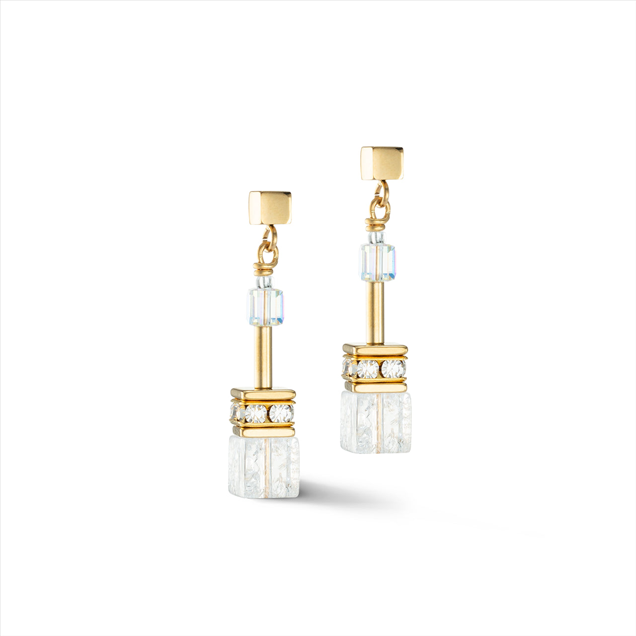 Coeur de Lion Gold White Nature Iconic GeoCUBE® Earrings