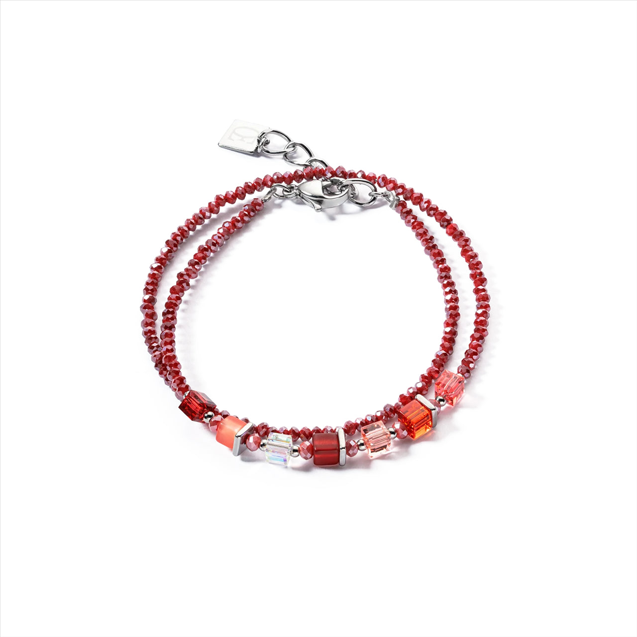 Coeur de Lion Joyful Colours Red Silver Wrap Bracelet