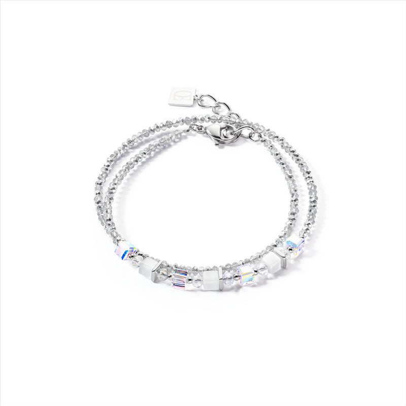 Coeur de Lion Joyful Colours White Silver Wrap Bracelet