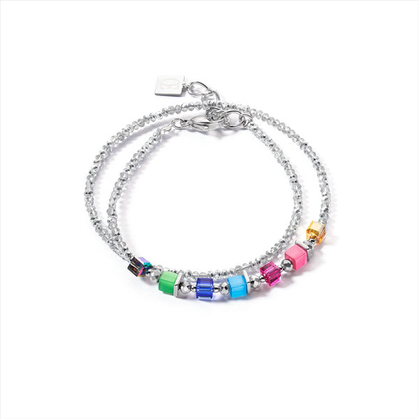 Coeur de Lion Joyful Colours Rainbow Silver Wrap Bracelet