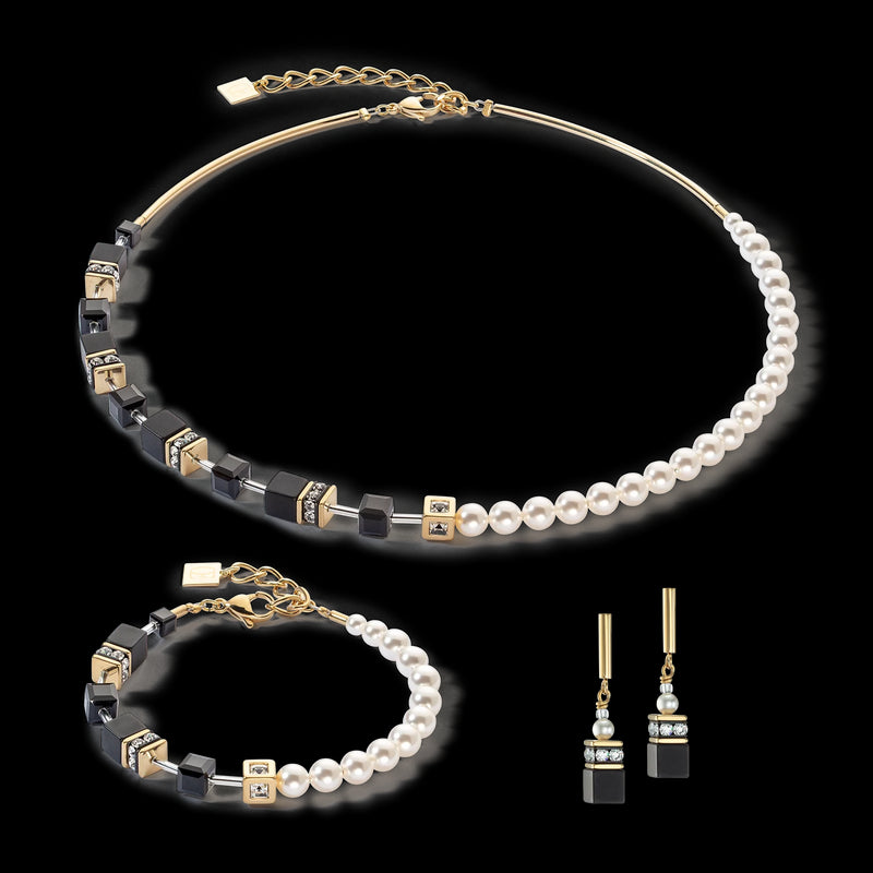 Coeur de Lion Monochromatic Pearl & Black Onyx Gold Fusion Necklace