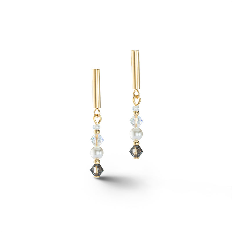 Coeur de Lion Grey Crystal Princess Pearl Earrings