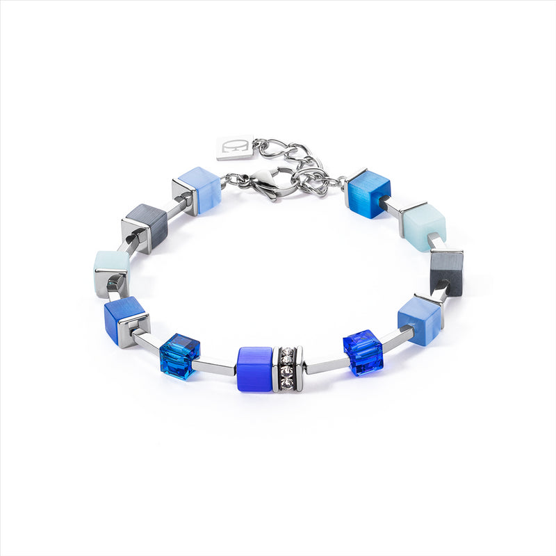 Coeur de Lion Ocean Blues & Silver Festive GeoCube® Bracelet
